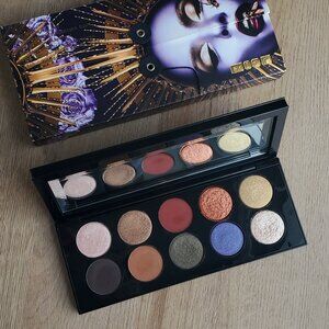 Pat McGrath Mothership VI Midnight Sun eyeshadow palette - swatched, with box